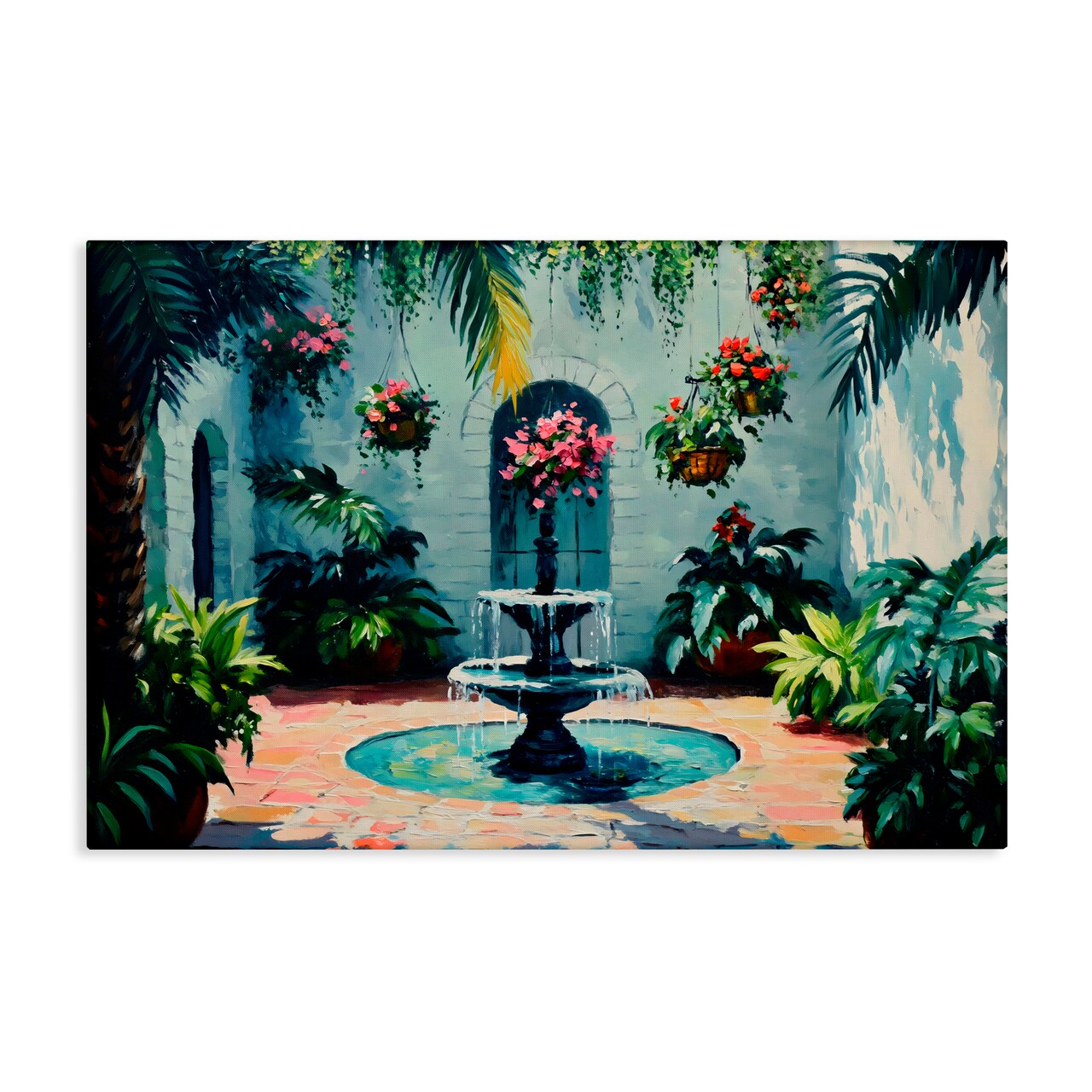 Stupell Industries Floral Fountain Courtyard Canvas, design by Franklyn Gregory